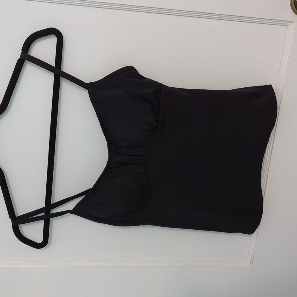 Caribbean Joe Size 10 Black Tankini Swim Suit Bikini Top